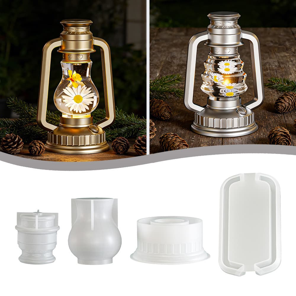 One-Piece Epoxy Resin Silicone Mold DIY Night Light Vintage Kerosene Lamp with Handle Mold Wholesale Stock
