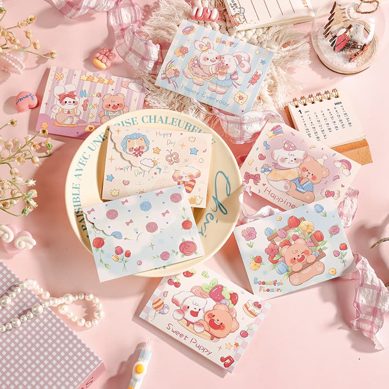Three-fold ins style cartoon greeting card creative cute card children's day gift wear flower shop baking gift card