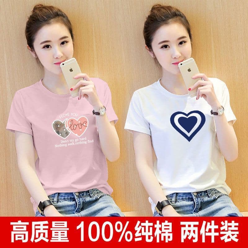 2026 Women's Pure Cotton Short Sleeve T-shirt, Summer Loose Print New Top