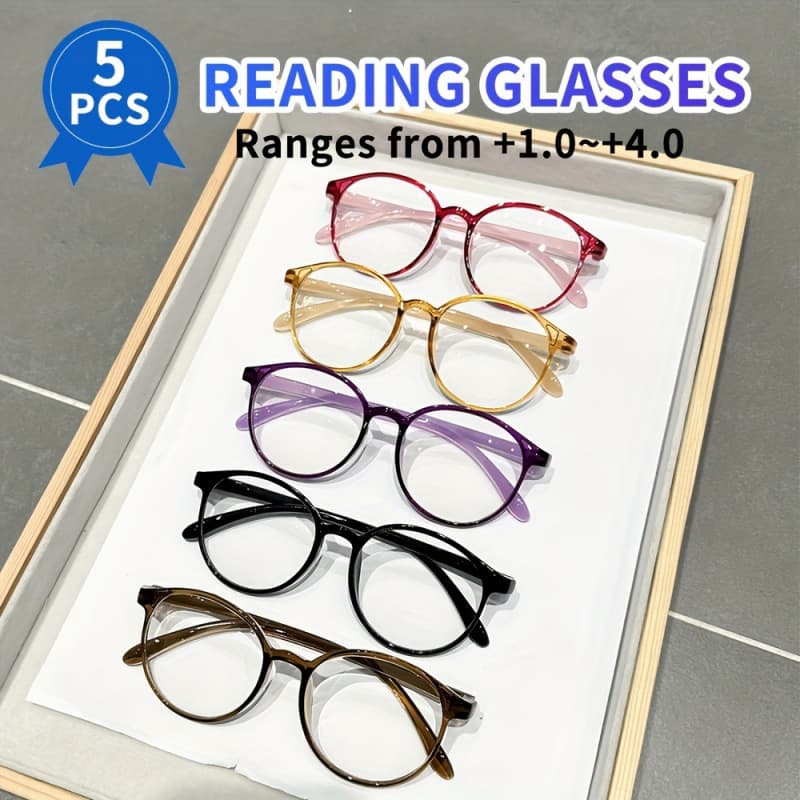 2026 New Cross-border Drop Shipping 5 Pairs of Popular Women's Anti-Blue Light Computer Reading Glasses