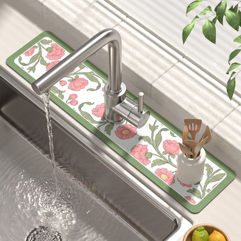 Bathroom sink absorbent faucet mat, kitchen drain mat, non-slip, stain-resistant, countertop heat-insulating cup mat, sink mat