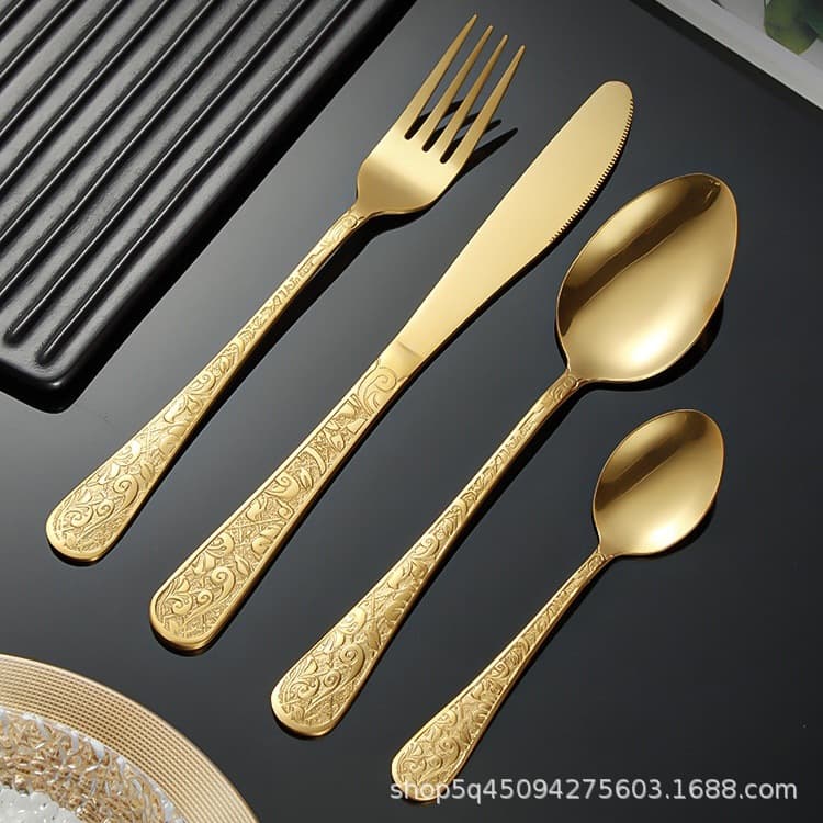 Cross-border stainless steel tableware knife, fork and spoon set hotel phoenix pattern tableware steak knife, fork and spoon