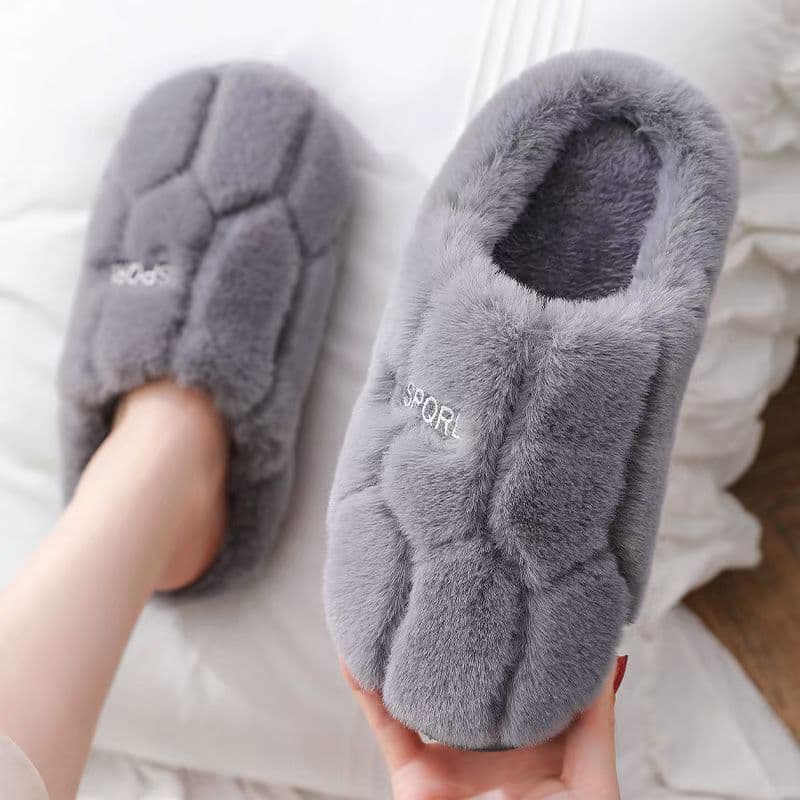 Indoor Slippers Women's Fluffy Warm Cotton Home Shoes Autumn Winter Couples Slip-On Shoes Breathable Sweat Absorbent Shockproof