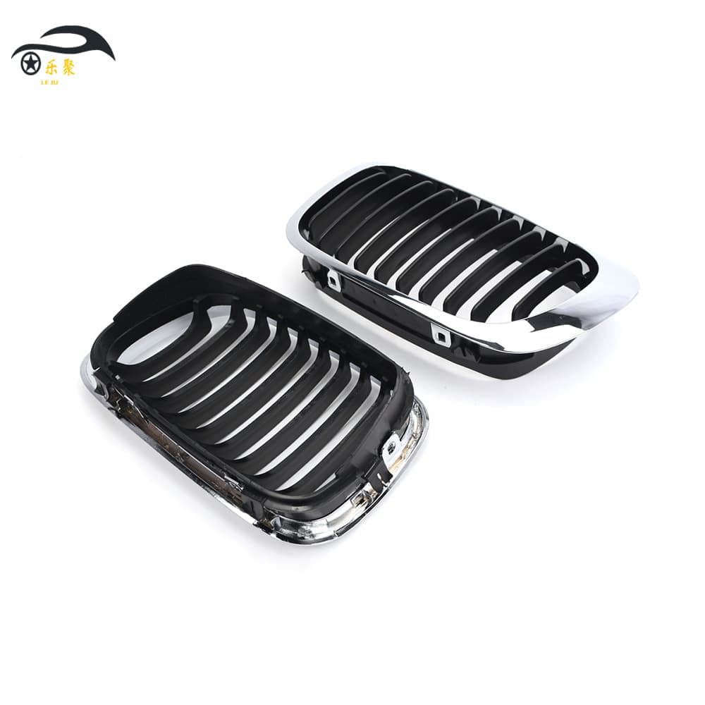 Semi-Chrome Front Grille Single Bar Replacement for BMW 3 Series E46 1998-2001