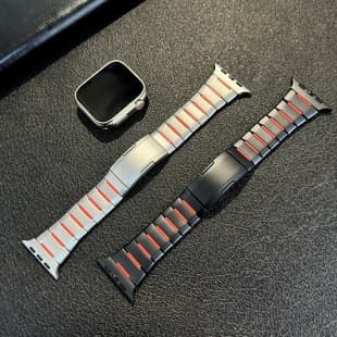New Style Compatible Apple Watch Band Double-Layer Rubber Embedded Steel Band iWatch 11 Watch Band Ultra 3 Cross-Border Curved