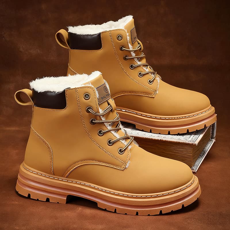 Men's snow boots, plus size, winter fleece-lined warm cotton shoes, thick-soled platform shoes, height-increasing shoes, for export and cross-border trade.