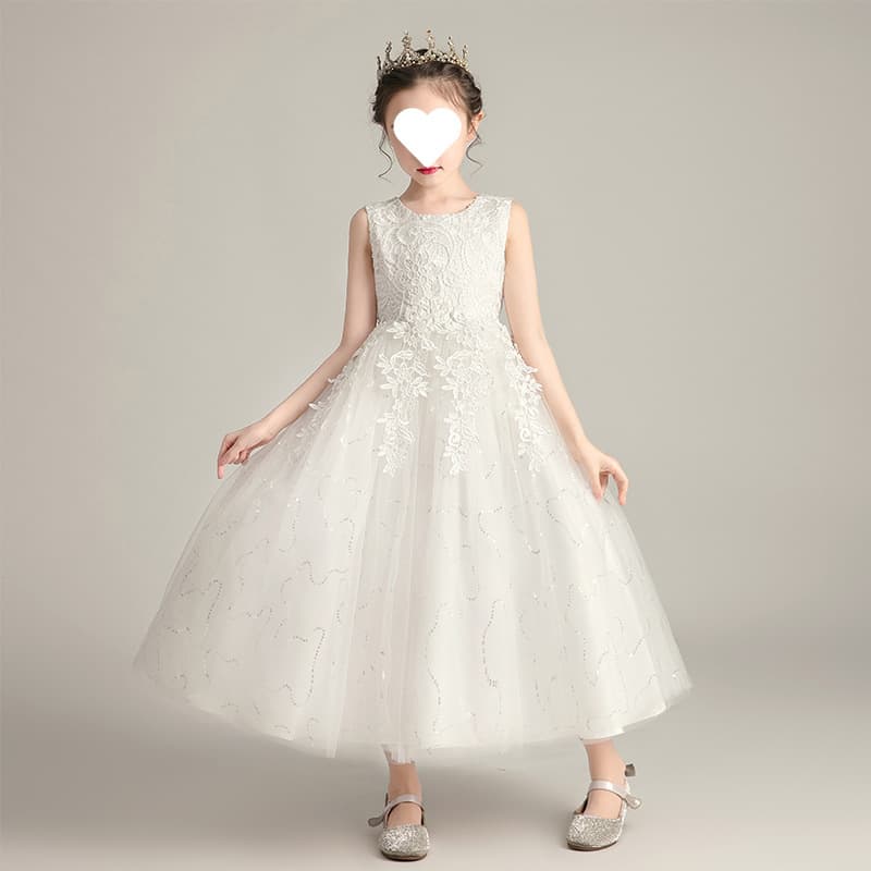 Girls Princess Dress Summer Wedding Gown Children's Tutu Performance Costume 3-12 Years Old Flower Girl Dress Lace