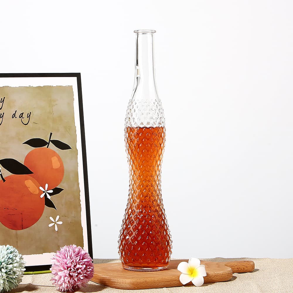 Factory Ready Stock 250ml Small Waist Wine Bottle Vodka Fruit Wine Bottle Transparent Diamond Beverage Bottle Complete Set