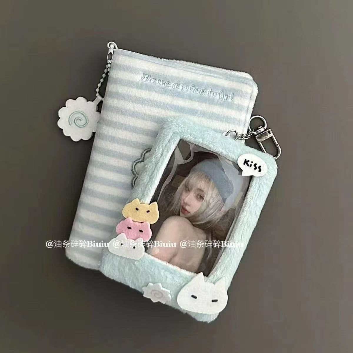 Cute original ins meal card plush card holder campus student bus photo card display photo ID pendant niche