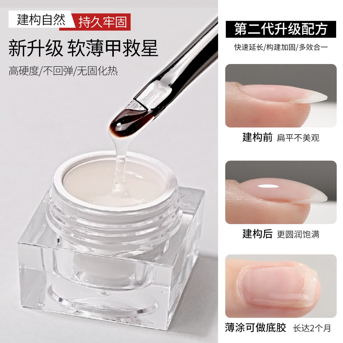 Multi-Function Painless Base Gel Nail Polish for Reinforcement, Extension, and Diamond Adhesion - Bottled Transparent Nail Functional Gel Wholesale