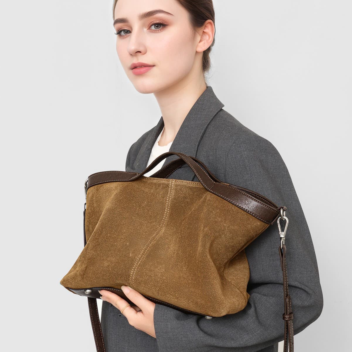 Hobo Women's Bag Minimalist Style 2025 New Suede Leather Tote Bag Simple Versatile Lazy Crossbody Commuter Bag