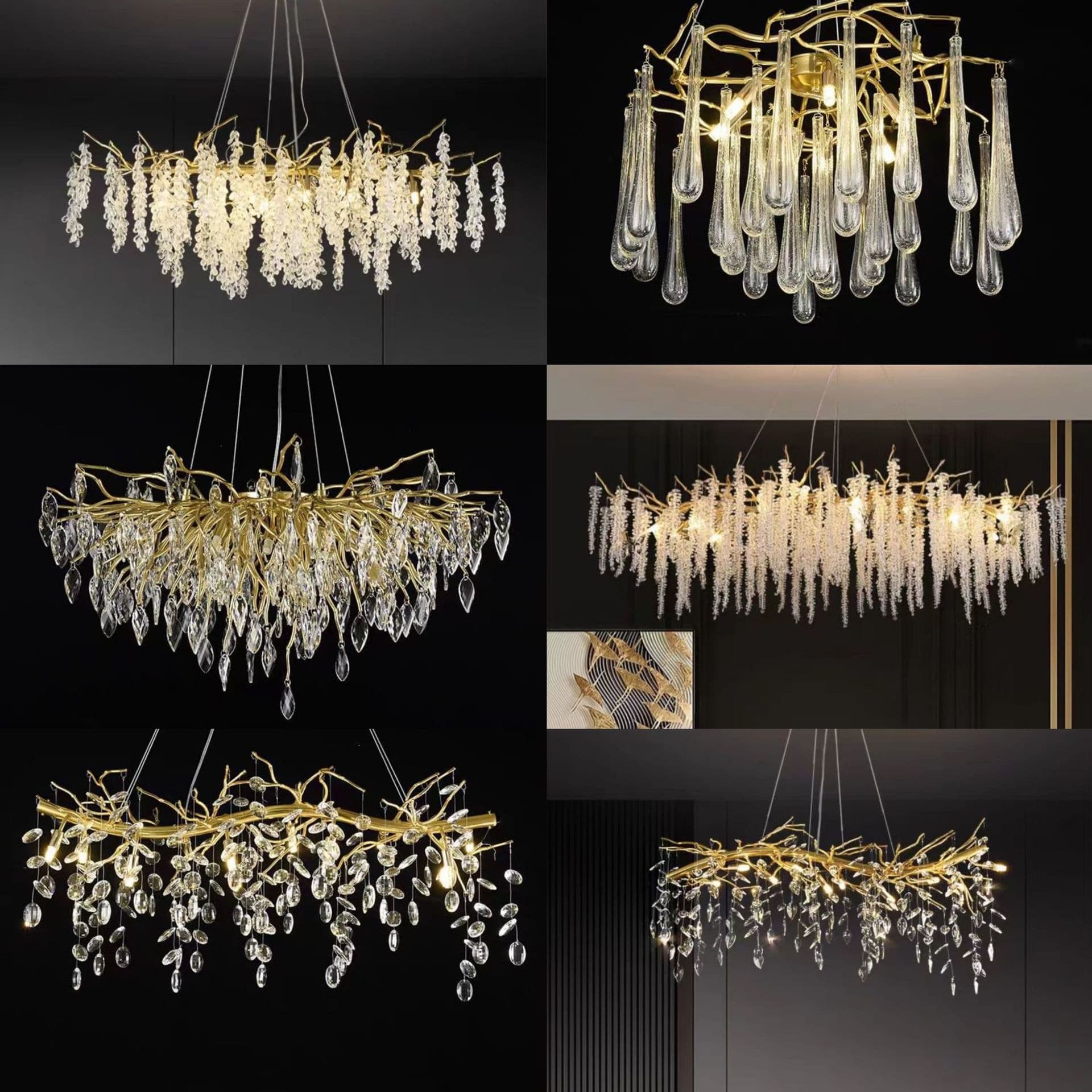 Crystal dining room simple luxury French style chandelier bedroom living room Italian designer branch lamp crystal lamp