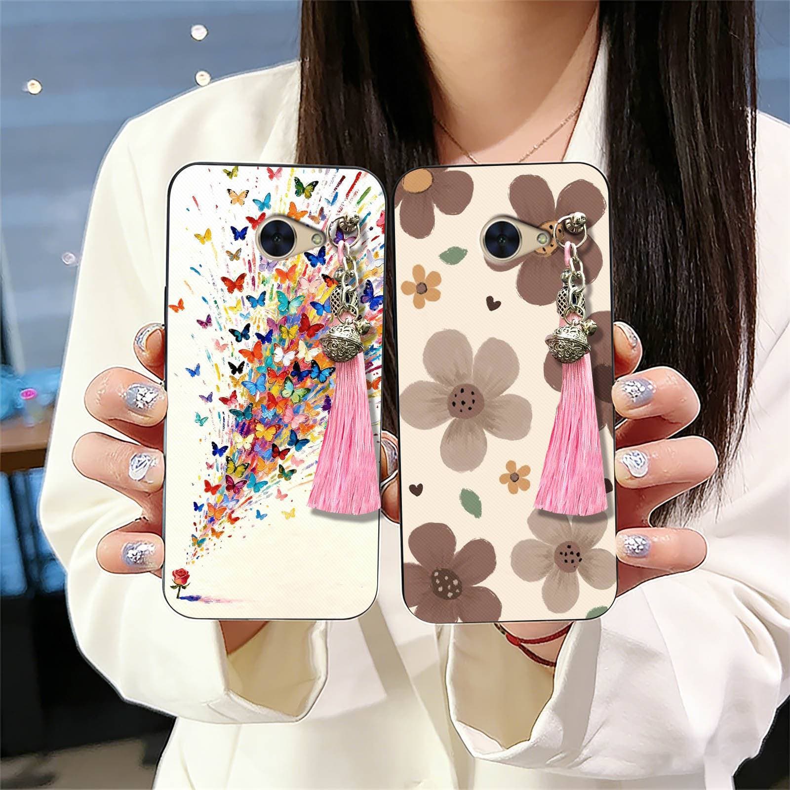 For Kyocera Phone Case Cartoon Women's Heat Dissipation Cute Trendy Bell New Textured Retro Tassel Soft Case
