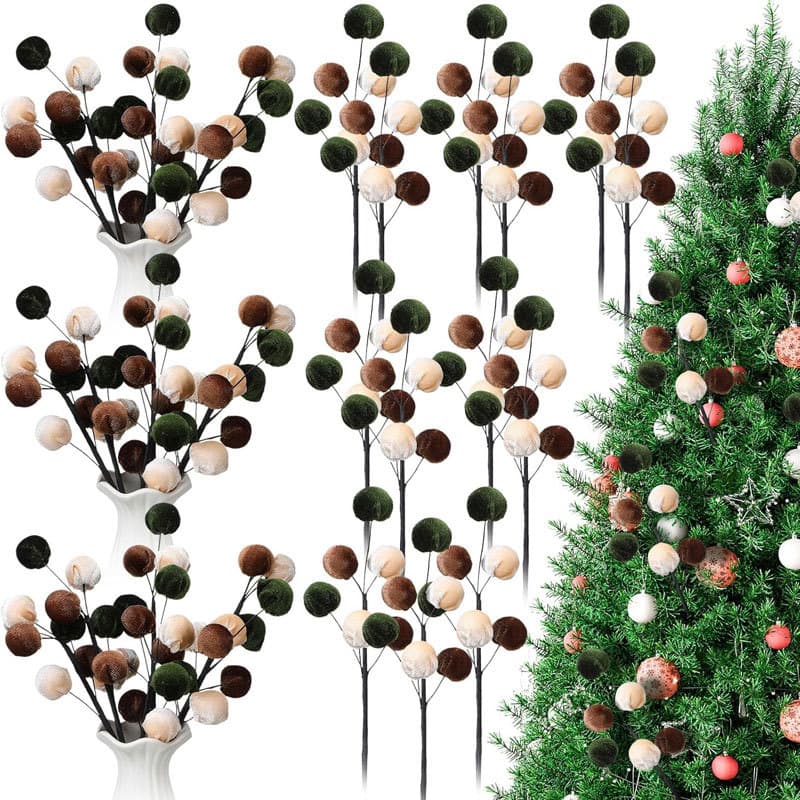 Cross-border Christmas Decoration Velvet Foam Ball Branch Insert Living Room Wedding Decoration Photography Props Source Factory