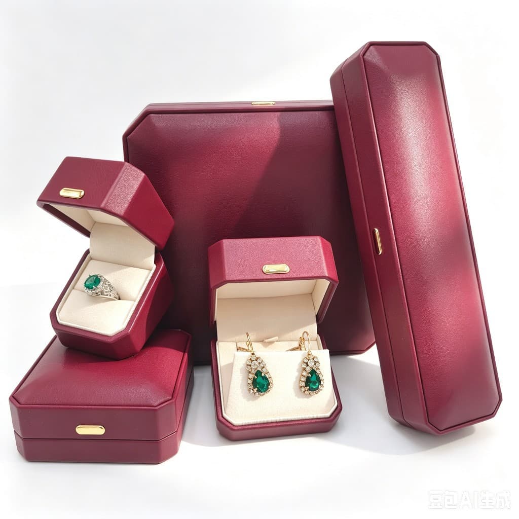 Octagonal arched PU leather jewelry box, high-end jewelry gift box, ring earring box, bracelet box, necklace large set box