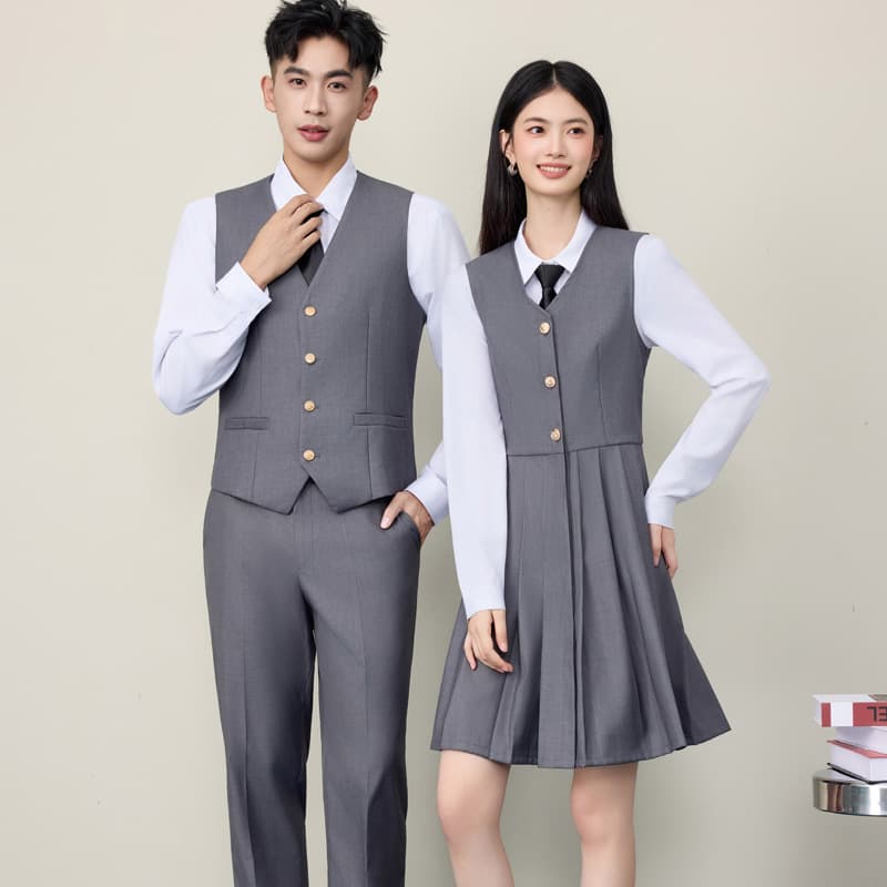 Grey vest dress for women, formal wear, 2025 new spring and autumn school uniform, college style, JK uniform, men's and women's vest set