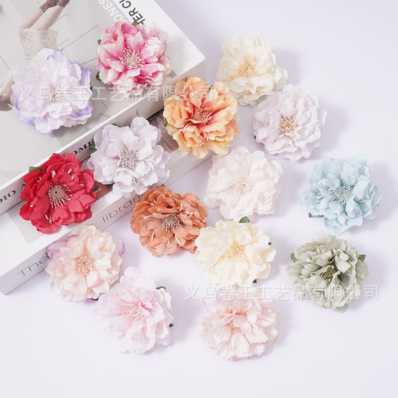 Simulation 6.5cm Peony Flower Head DIY Handmade Accessories Material Background Wall Decorative Flowers Wedding Flower Arrangement Ornaments