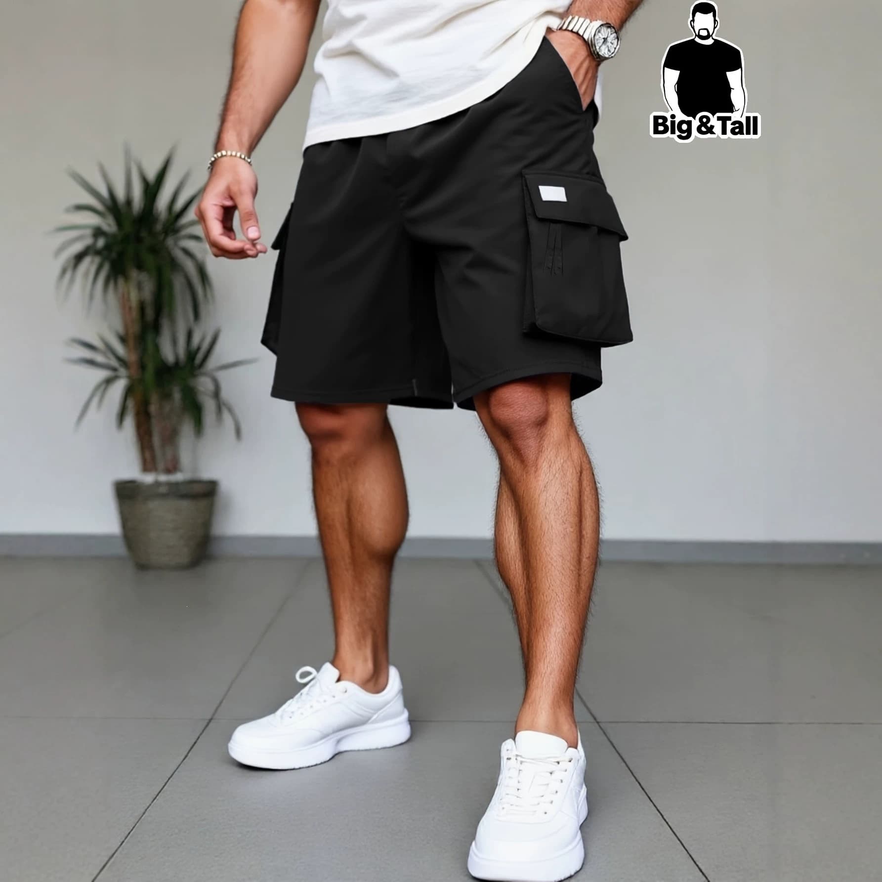 Plus Size Men's Casual Trendy Cargo Shorts for Export Cross-Border