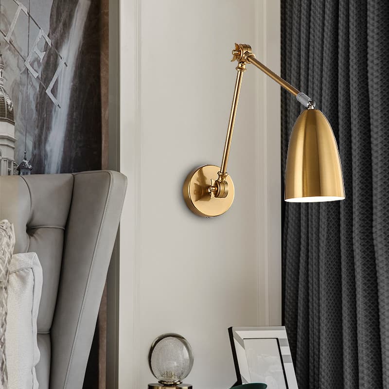 Retro industrial style swing arm wall lamp foldable telescopic long arm study reading wall lamp bedroom bedside long pole wall lamp
