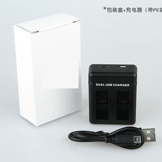 Dual charger with USB cable and fast charging for GoPro 12/11/10/9 batteries, including Hero 10/9.