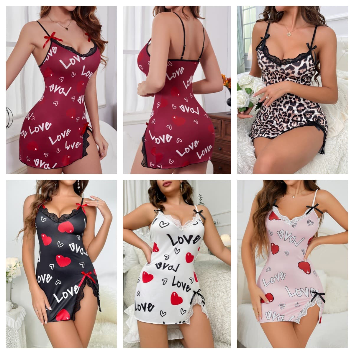 Valentine's Day Pajamas, European and American Amazon Lingerie Export Source, Milk Silk Camisole Lingerie Nightgown