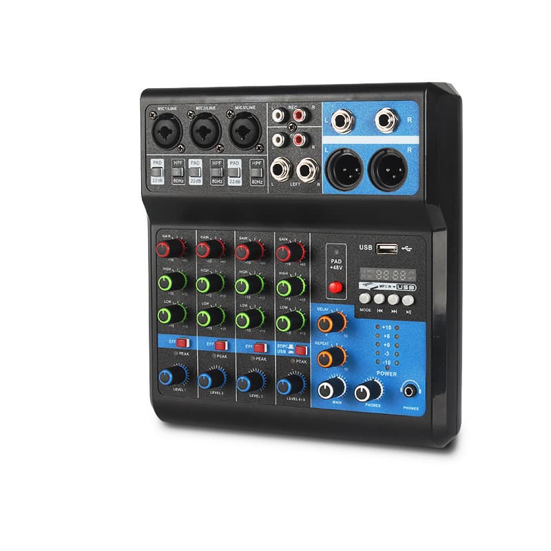 Enping Hot-Selling Compact 5-Channel Audio Mixer Recording DJ Sound Card USB with Bluetooth Mixing Effects Processor for Phone and Computer