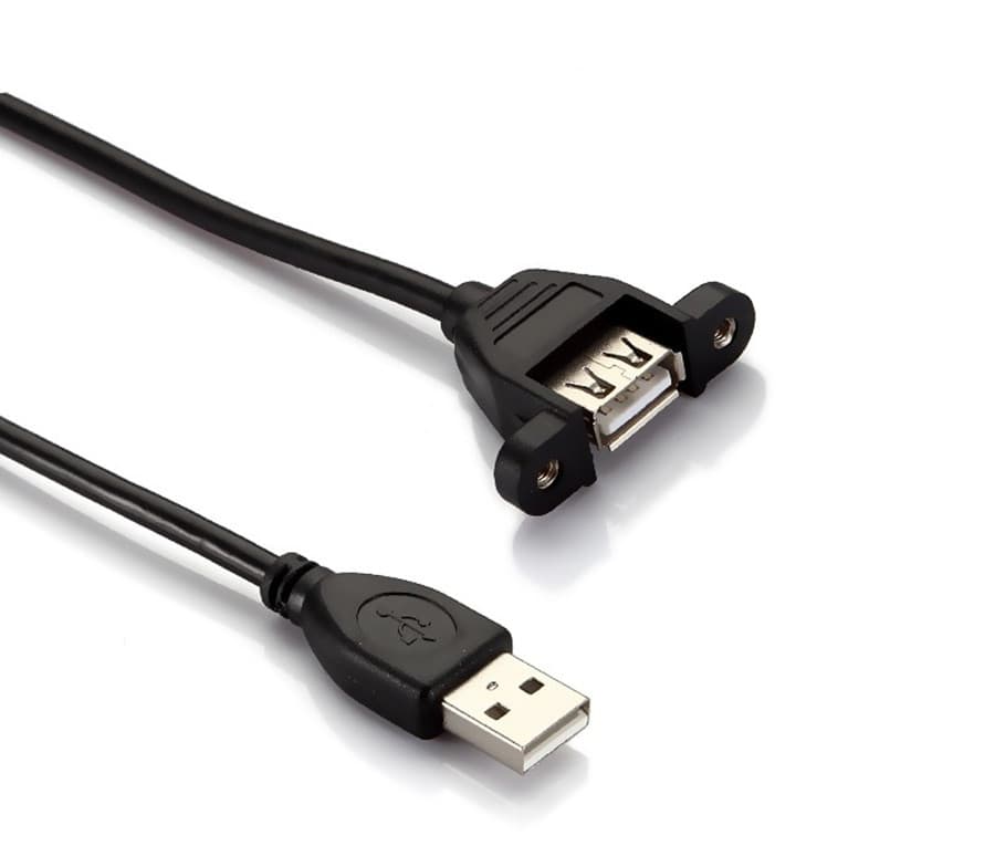 Factory Supply USB 2.0 Extension Cable with Ears, Fixed USB Male to Female Extension Cable with Screw Holes