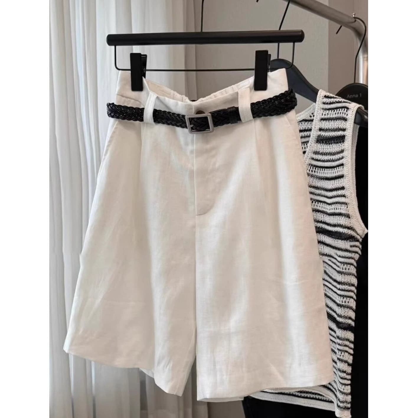 White Linen Shorts for Women Summer New Plus Size Petite Slimming Loose Casual Versatile Wide Leg Pants