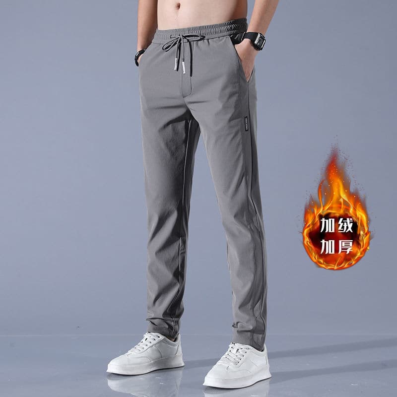 Shanshao Apparel Autumn/Winter New Style Black Label Fleece-Lined Pants Men's Korean Style Plus Size Thickened Business Foreign Trade In Stock Long Pants