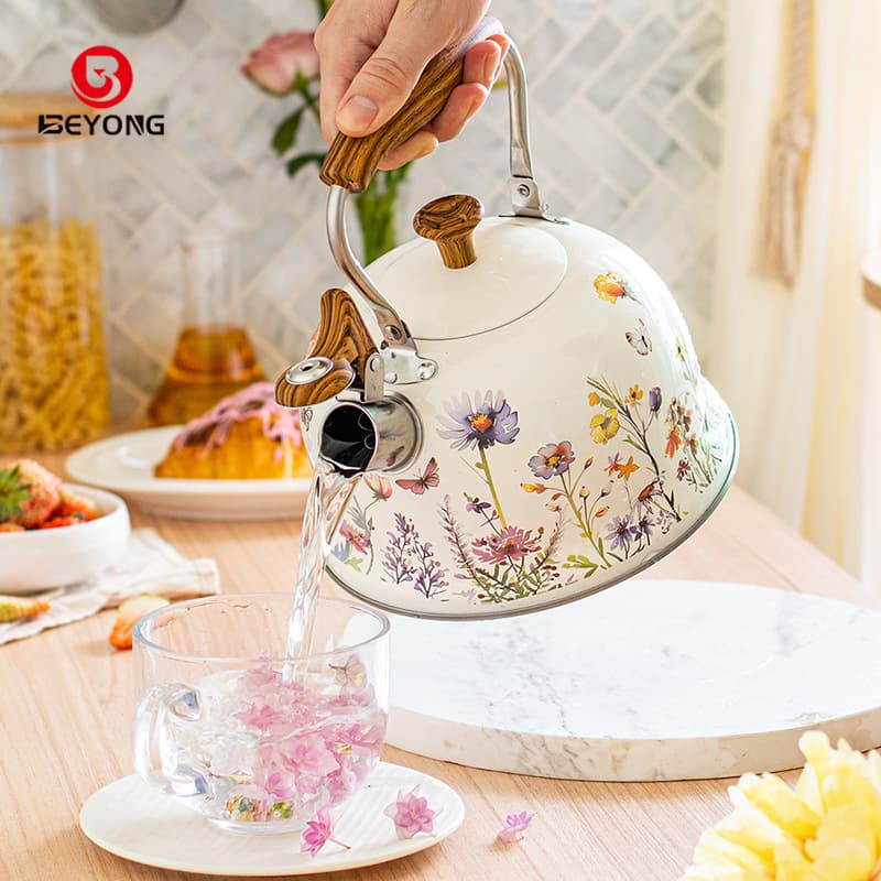 Thickened Enamel Stainless Steel Teapot, Household Gas and Induction Cooker Whistling Pot, 3L Large Capacity Whistling Tea Kettle