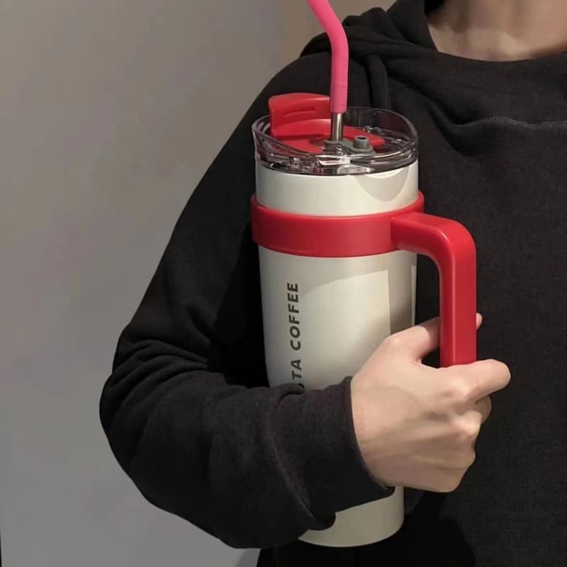 Giant Cup Giant Thermos Cup Stainless Steel Water Bottle Large Capacity Water Bottle with Straw