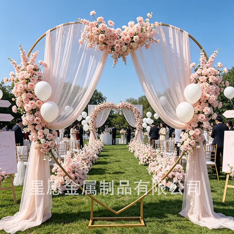 Heart-shaped arch wedding arch background stage flower stand for proposal event celebration decoration artificial red heart flowers