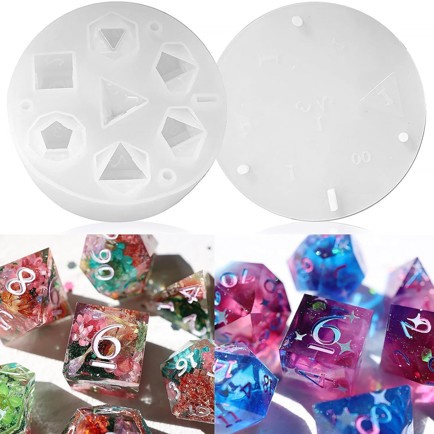 Polyhedral dice resin storage box silicone mold glue diy love digital dice board game props wholesale