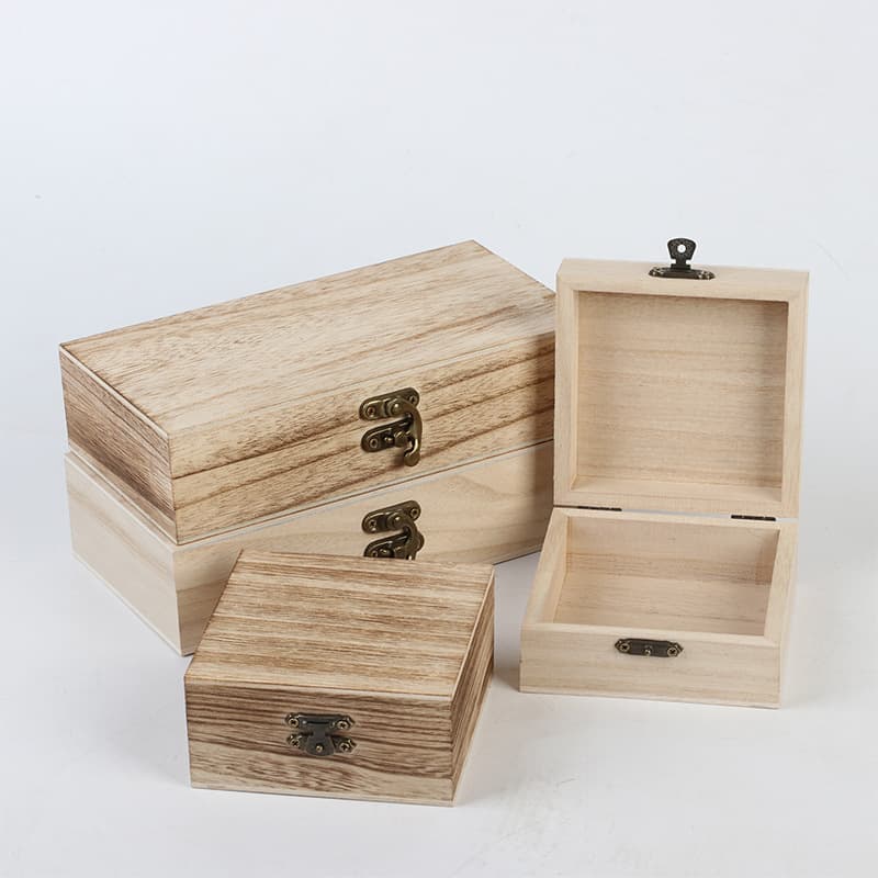 Retro Paulownia Wood Flip-top Rectangular Wooden Storage Box, Gift Packaging Box for Tea or Jewelry