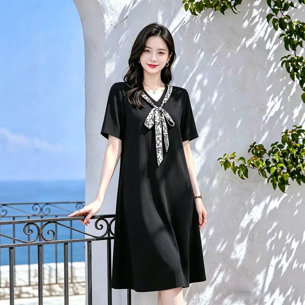 2026 Summer New Fashion Lace Chiffon Slim Shirt Dress for Plus Size 250lbs Women