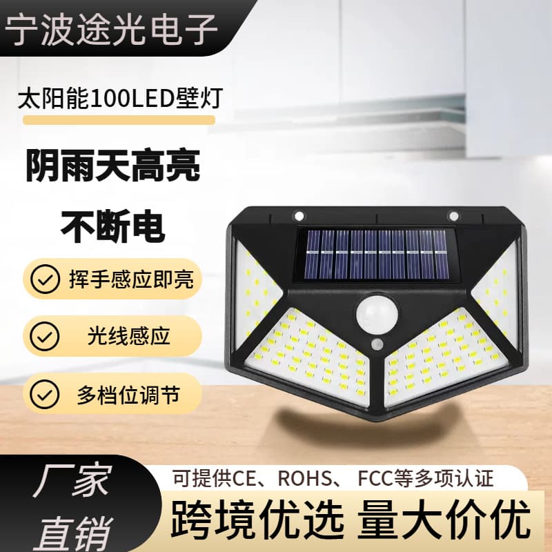 Cross-Border Solar Wall Light, Outdoor Waterproof Led Wall Light, Motion Sensor Light, Garden Lighting, Solar Street Light