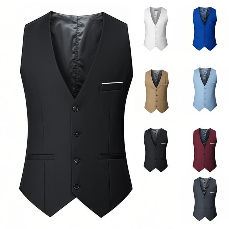 Cross-border European and American British fashion men's casual suit vest, slim-fit for groomsmen, professional attire, workwear waistcoat vest