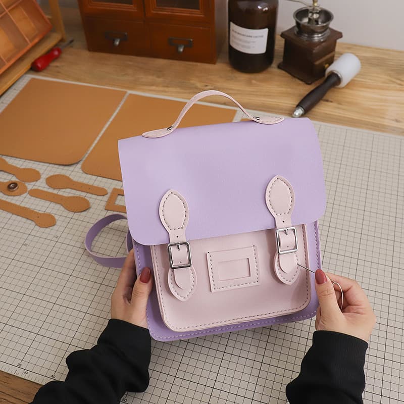 DIY Cambridge Backpack Kit with Contrast Colors, Self-Sewing, Japanese Style, Gift for Girlfriend