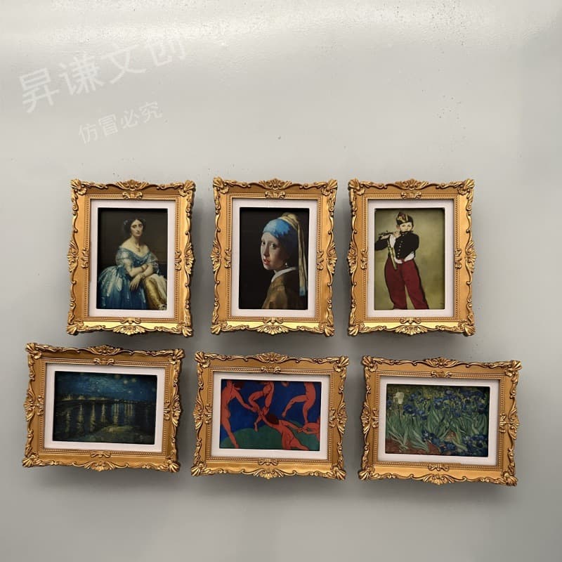 Creative picture album, new famous painting photo frame, three-dimensional resin magnetic refrigerator magnet, travel souvenir decorative refrigerator magnet