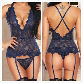 Cross-border European and American foreign trade new sexy lingerie Amazon supply women's home wear lace casual two-piece suit
