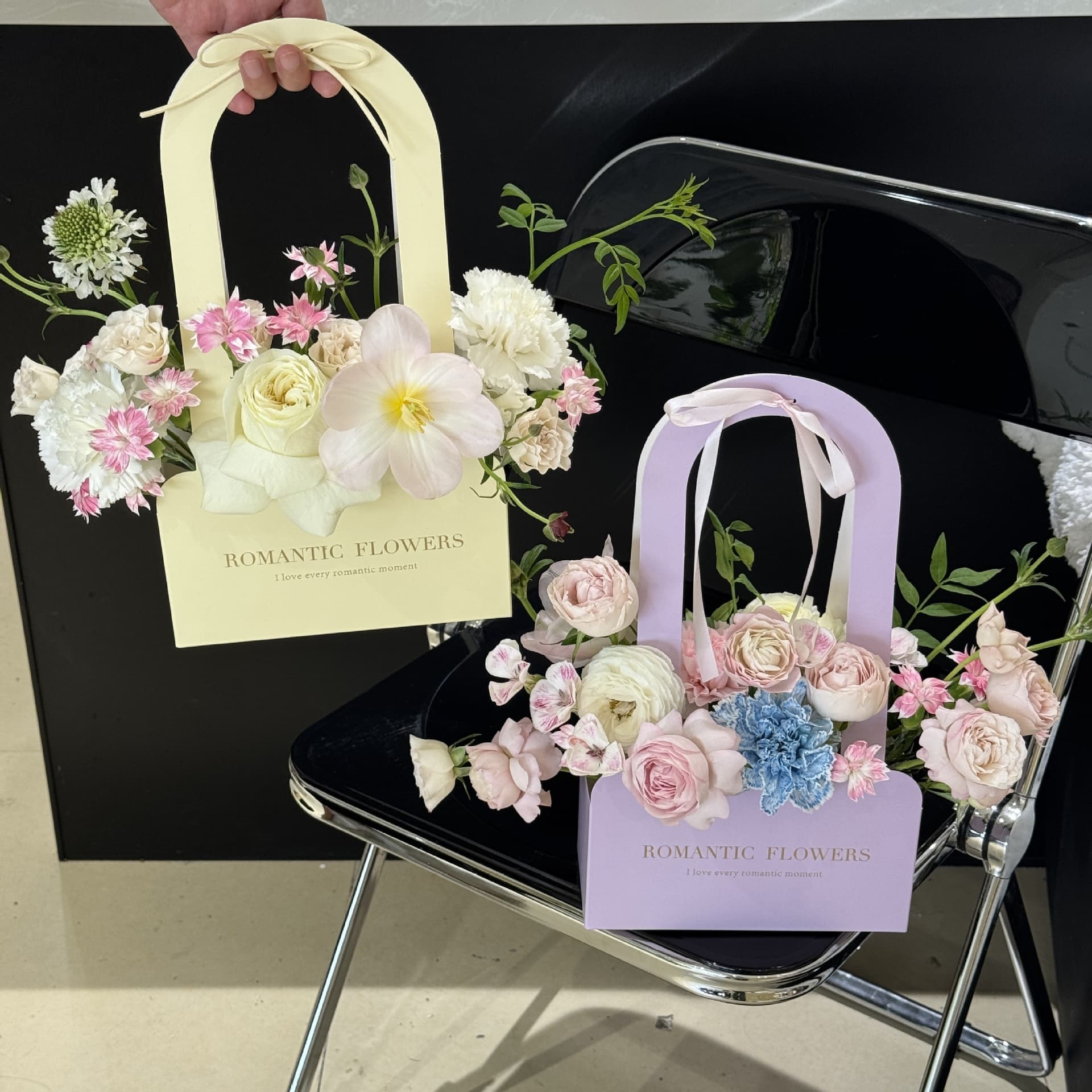 Teacher's Day flower tote bag bouquet packaging box hand-carrying flower bag diy flower arrangement box floral art hand-held flower box