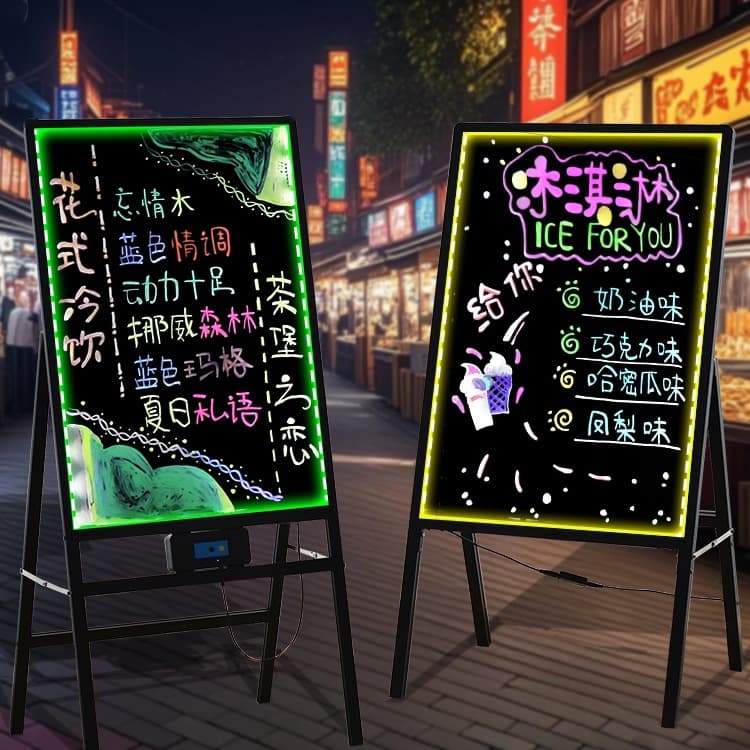 Electronic LED fluorescent board advertising board stall display sign luminous small blackboard special vertical charging plug-in promotion