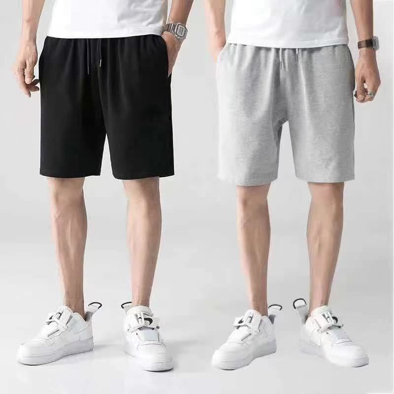 Summer men's shorts solid color three-quarter pants combed cotton plain sports pants loose casual large size trendy brand