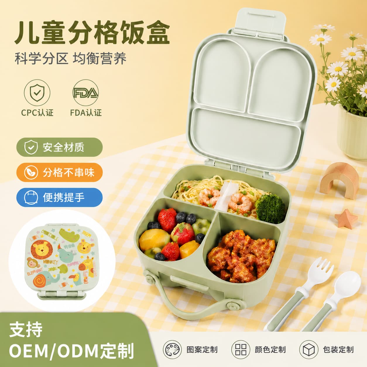 lunchbox cross-border children's lunch box food grade plastic microwavable lunch box student compartment lunch box cartoon