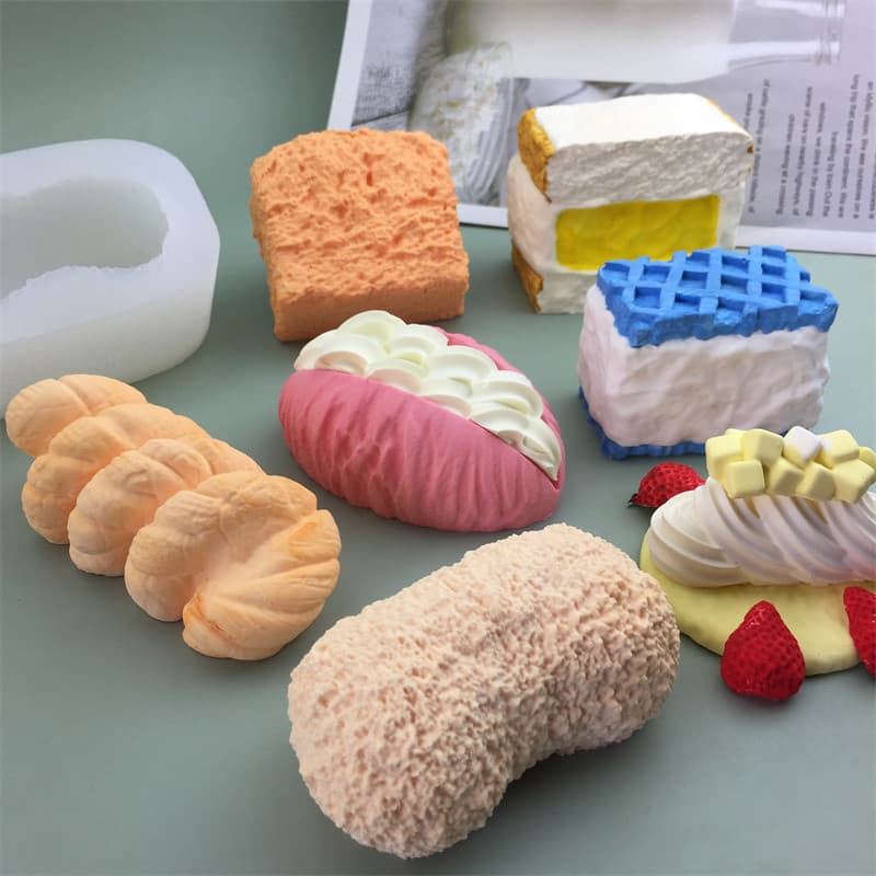 Simulation Ice Cream Waffle Thick Toast Strawberry Cake Slow Rebound Kneading Decompression DIY Food Grade Silicone Mold