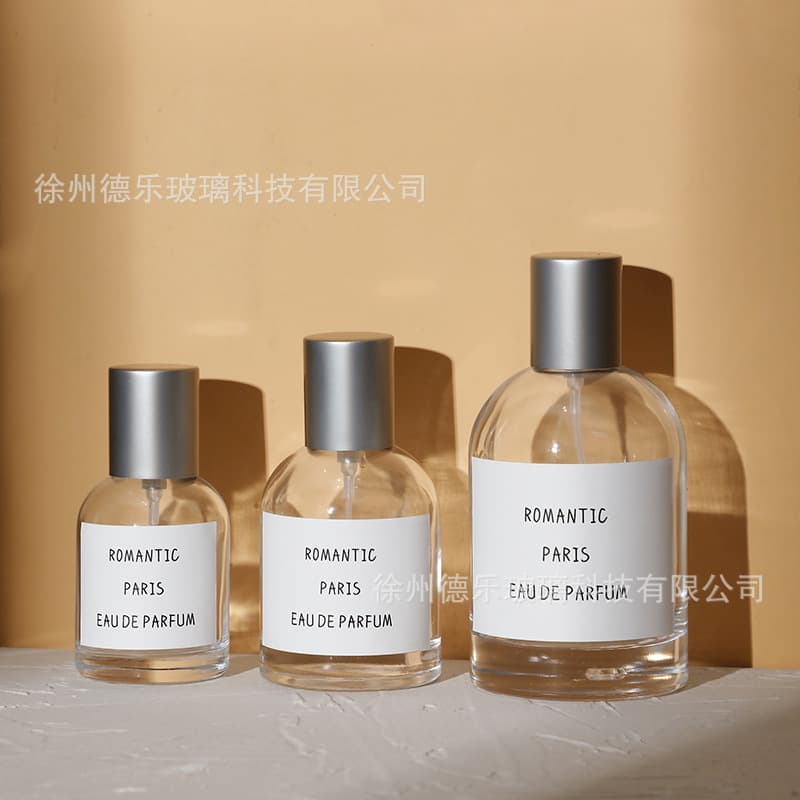 30ml 50ml 100ml Perfume Bottle Transparent Simple Glass Perfume Packaging Bottle 15mm Snap Cap Perfume Bottle