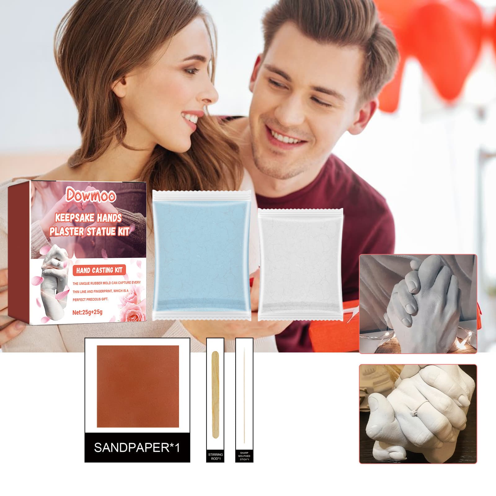 DOWMOO DIY Handmade Craft 3D Hand Mold Plaster Clone Model, Homemade Memorial Gifts Crafts