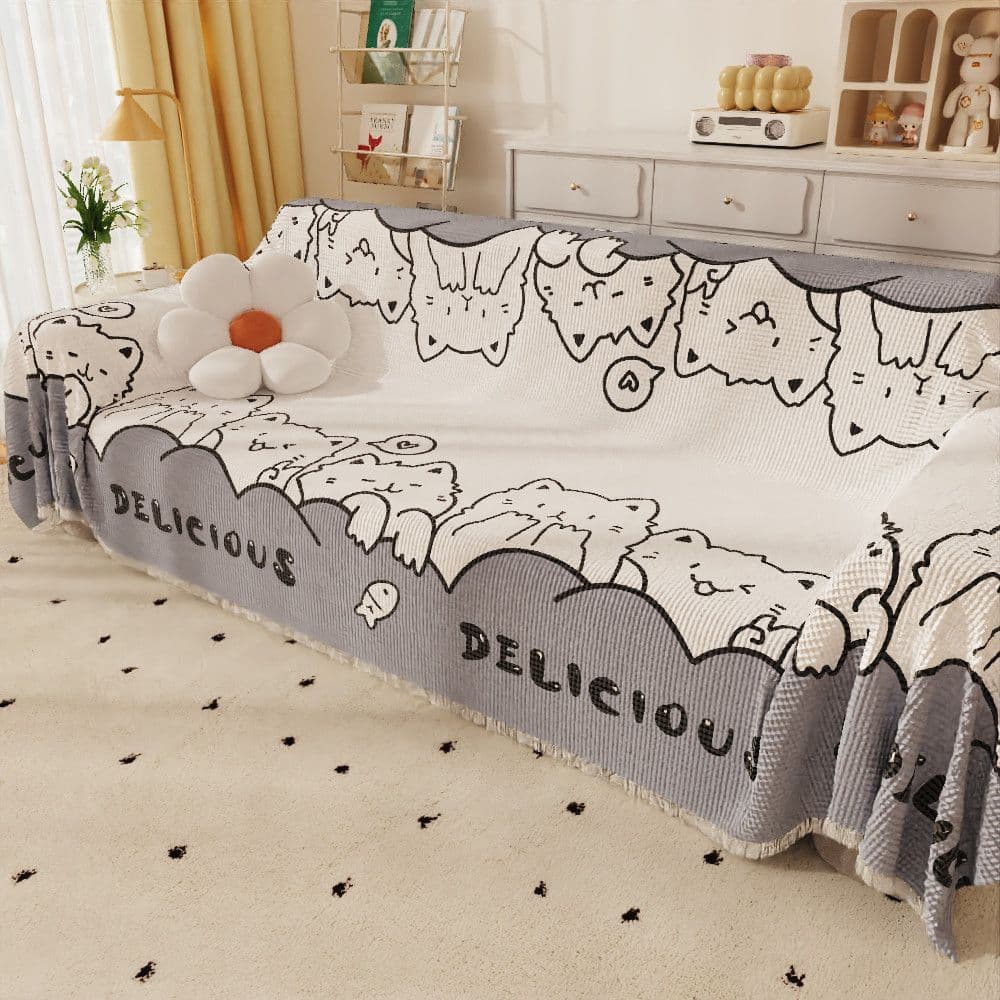 New Thick Waffle Weave Cat-Proof Sofa Cover Full Slip-Resistant Protector Universal All-Season Throw