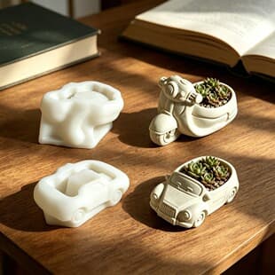 Vintage Car Motorcycle Silicone Mold DIY Aromatherapy Candle Gypsum Ornament Storage Cup Resin Mold