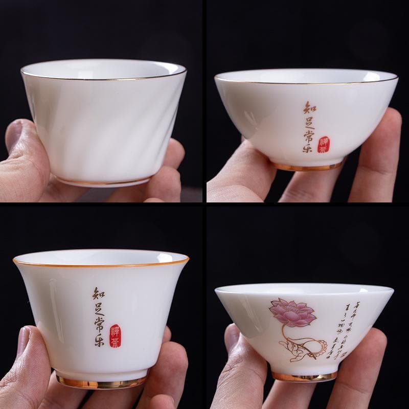 Ceramic Tea Cup, White Jade-Like Tea Set, Single Cup, Kung Fu Tea Cup, Water Cup, Home Use Tea Cup